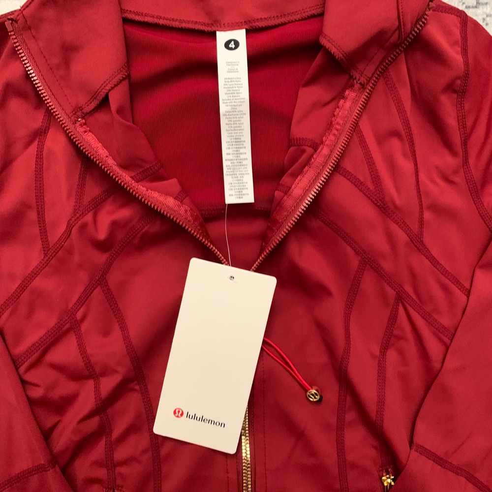 Lululemon Define Jacket Leggings Set Women 4 Red Gold Zip Activewear NWT - Picture 4 of 14